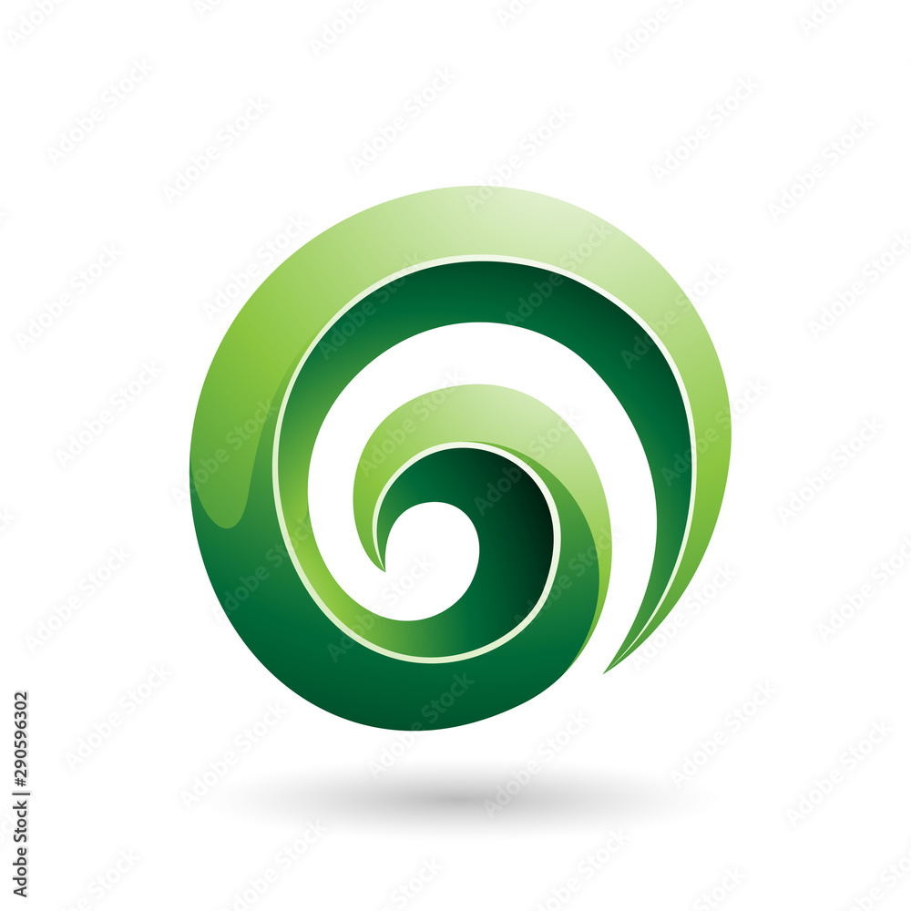 Green 3d Glossy Swirl Shape Illustration Green 3d Glossy Swirl Shape Illustration