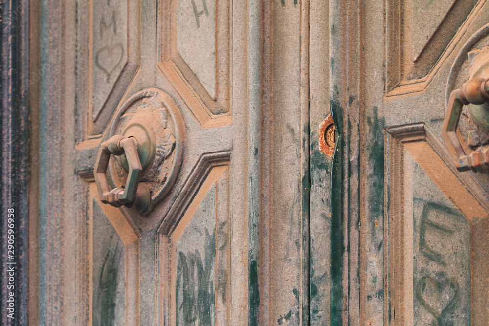 Traditional dusty old door handle in Malta Valletta Traditional dusty old door handle in Malta Valletta