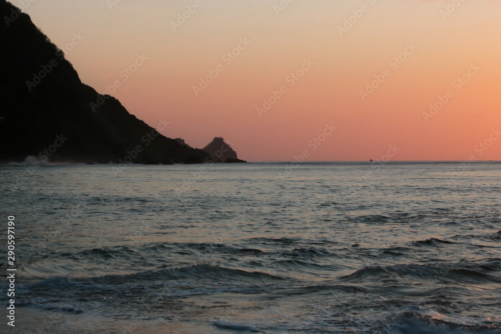 Sunset at Fernando de Noronha with Dois Irmãos Mount in the Background Sunset at Fernando de Noronha with Dois Irmãos Mount in the Background