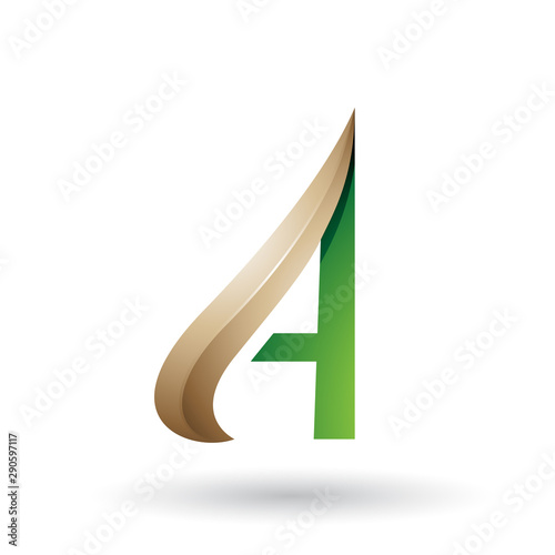 Green and Beige Embossed Arrow-like Letter A Illustration