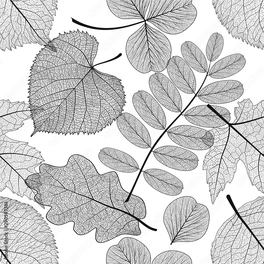 Seamless pattern with leaves.Vector illustration.