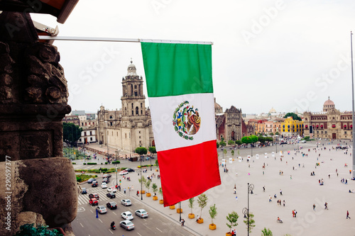 Close up view of Mexican flag, Mexico City