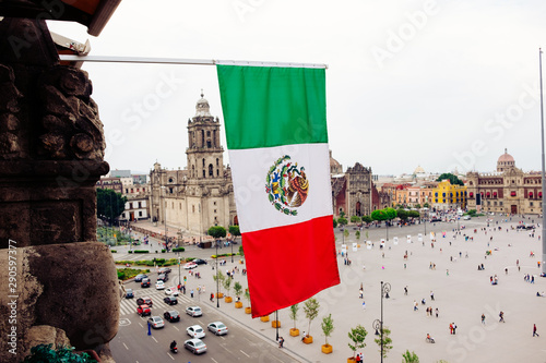 Close up view of Mexican flag, Mexico City photo