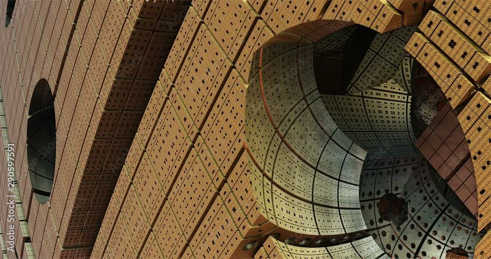 Metal 3d fractal in modern style. Modern contemporary art.