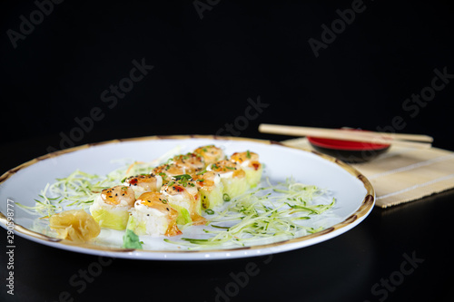 Wallpaper Mural japanese food delicious salmon uramaki sushi with rice Torontodigital.ca