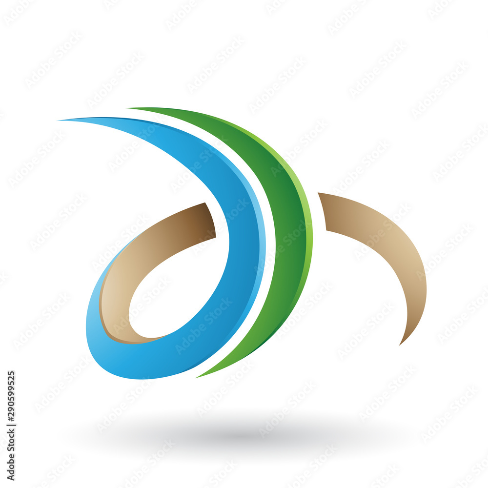 Green and Blue 3d Curly Letter D and H Illustration Green and Blue 3d Curly Letter D and H Illustration