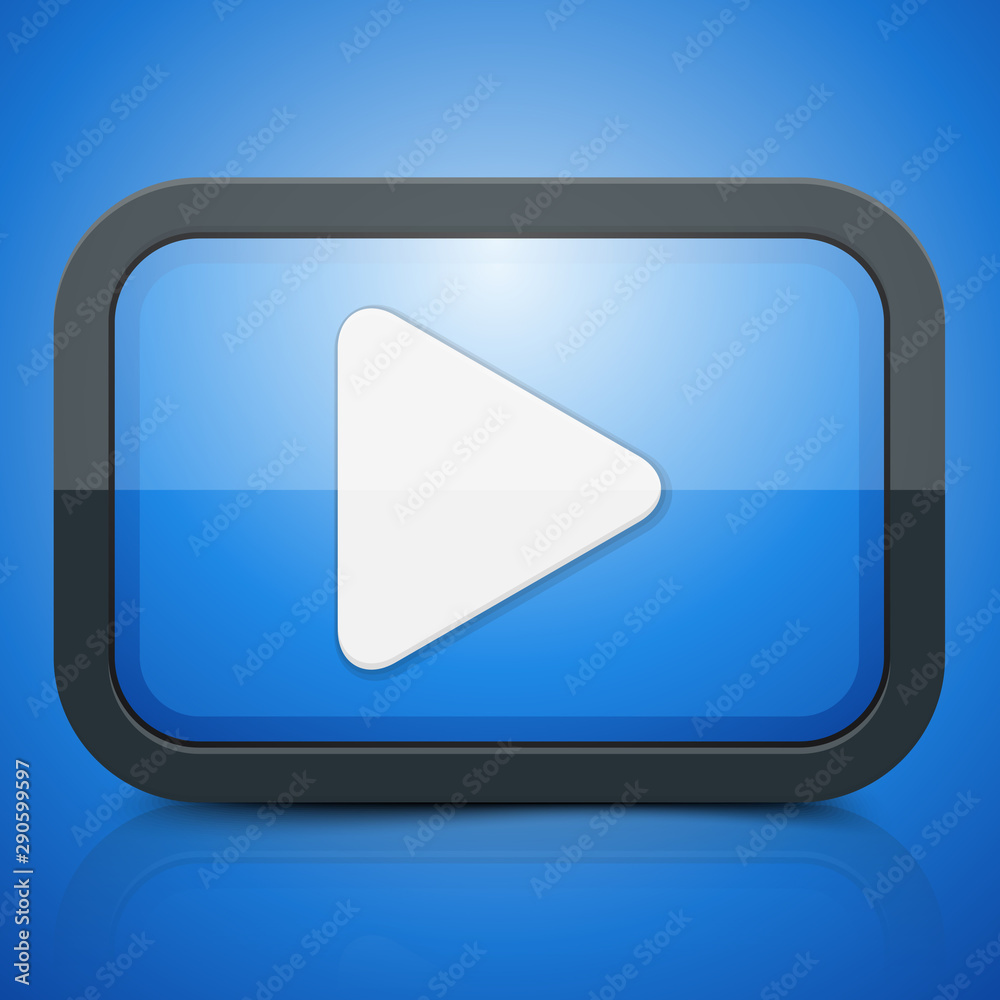 Blue Play Arrow button sign illustration Blue Play Arrow button sign illustration