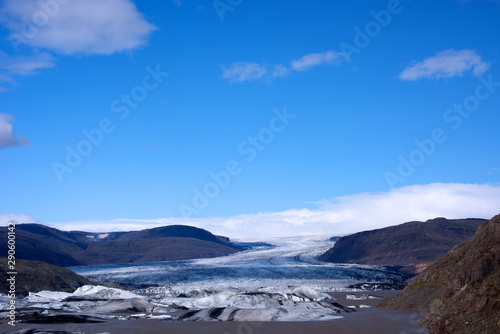 Hoffellsjokull glacier and lagoon in Vatnajökull National Park in the South of Iceland. Europe.