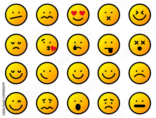 Set of Emoticons. Set of Emoji. Isolated vector illustration on white background