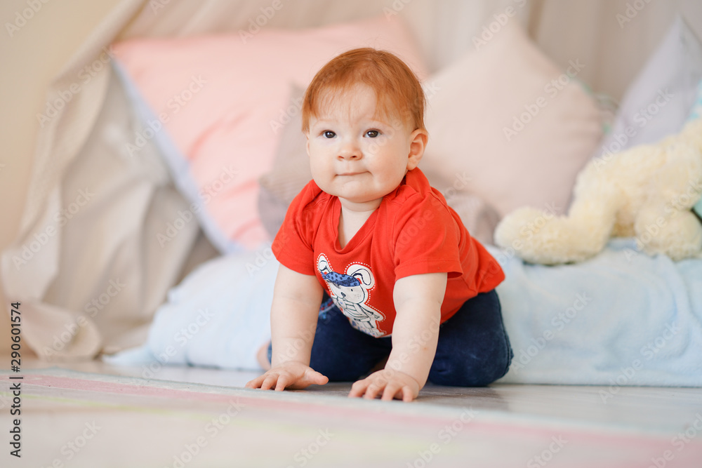 little baby crawling on the floor with carpet little baby crawling on the floor with carpet
