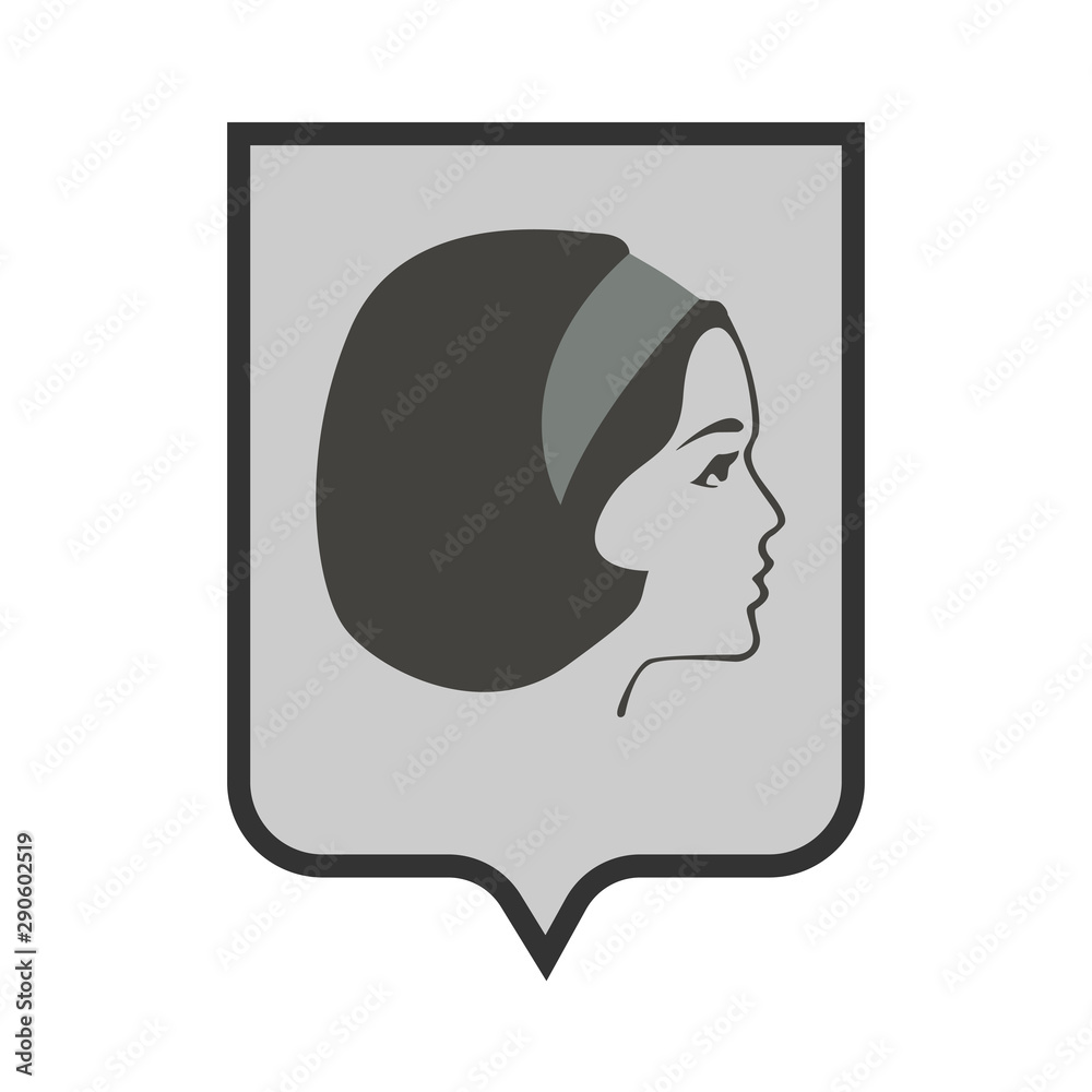 girl in a scarf logo face on a shield. Vector graphics. girl in a scarf logo face on a shield. Vector graphics.