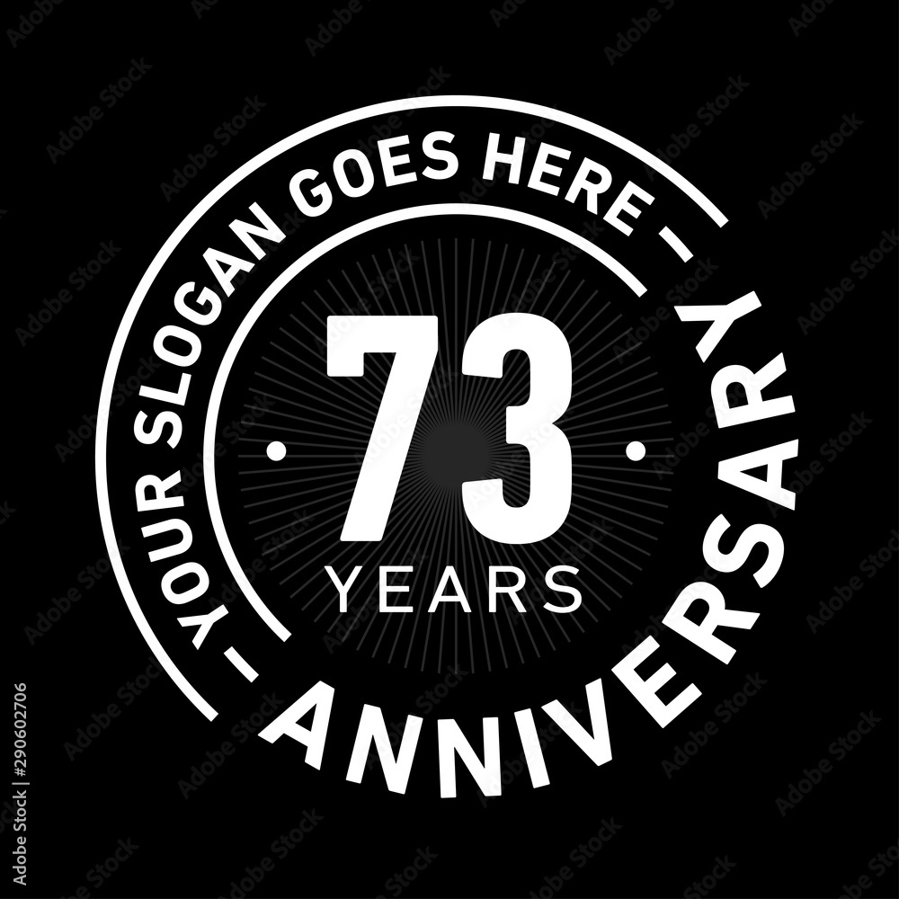 73 years anniversary logo template. Seventy-three years celebrating logotype. Black and white vector and illustration.