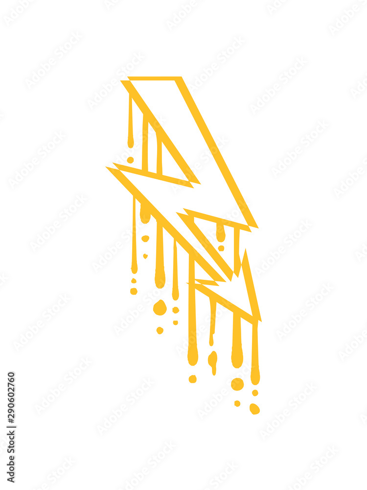 strom gelb graffiti tropfen 3d elektrisch blitz energie starkstrom achtung  vorsicht gefahr schild symbol zeichen elektriker arbeiter kabel donner  ladung batterie clipart design cool Stock Illustration | Adobe Stock