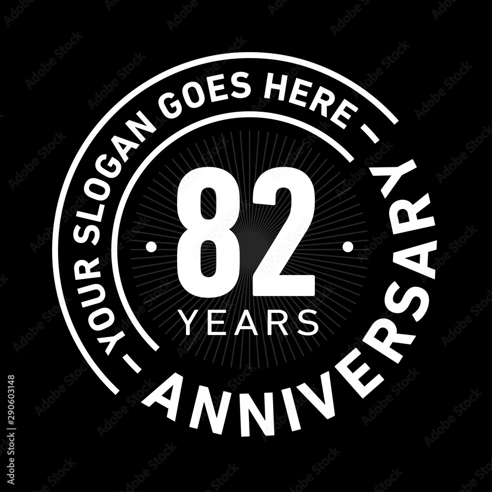 82 years anniversary logo template. Eighty-two years celebrating logotype. Black and white vector and illustration.