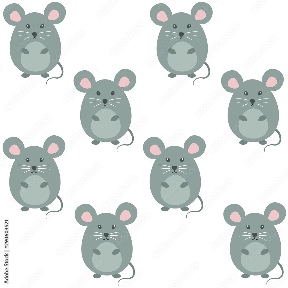 Obraz premium Cute grey mouse, vector illustration