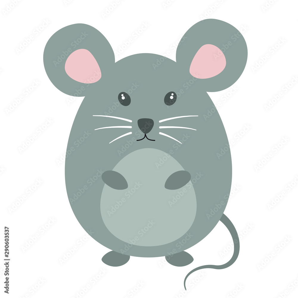 Naklejka premium Cute grey mouse, vector illustration
