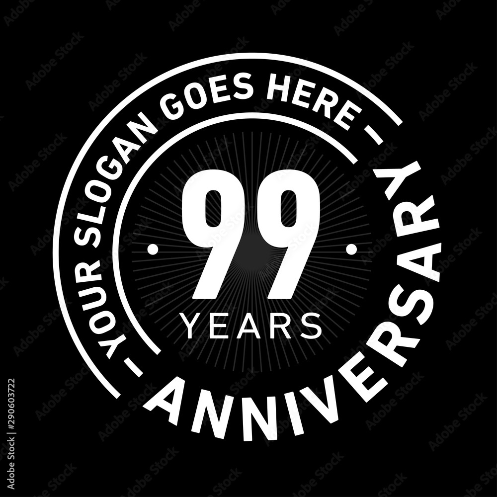 99 years anniversary logo template. Ninety-nine years celebrating logotype. Black and white vector and illustration.