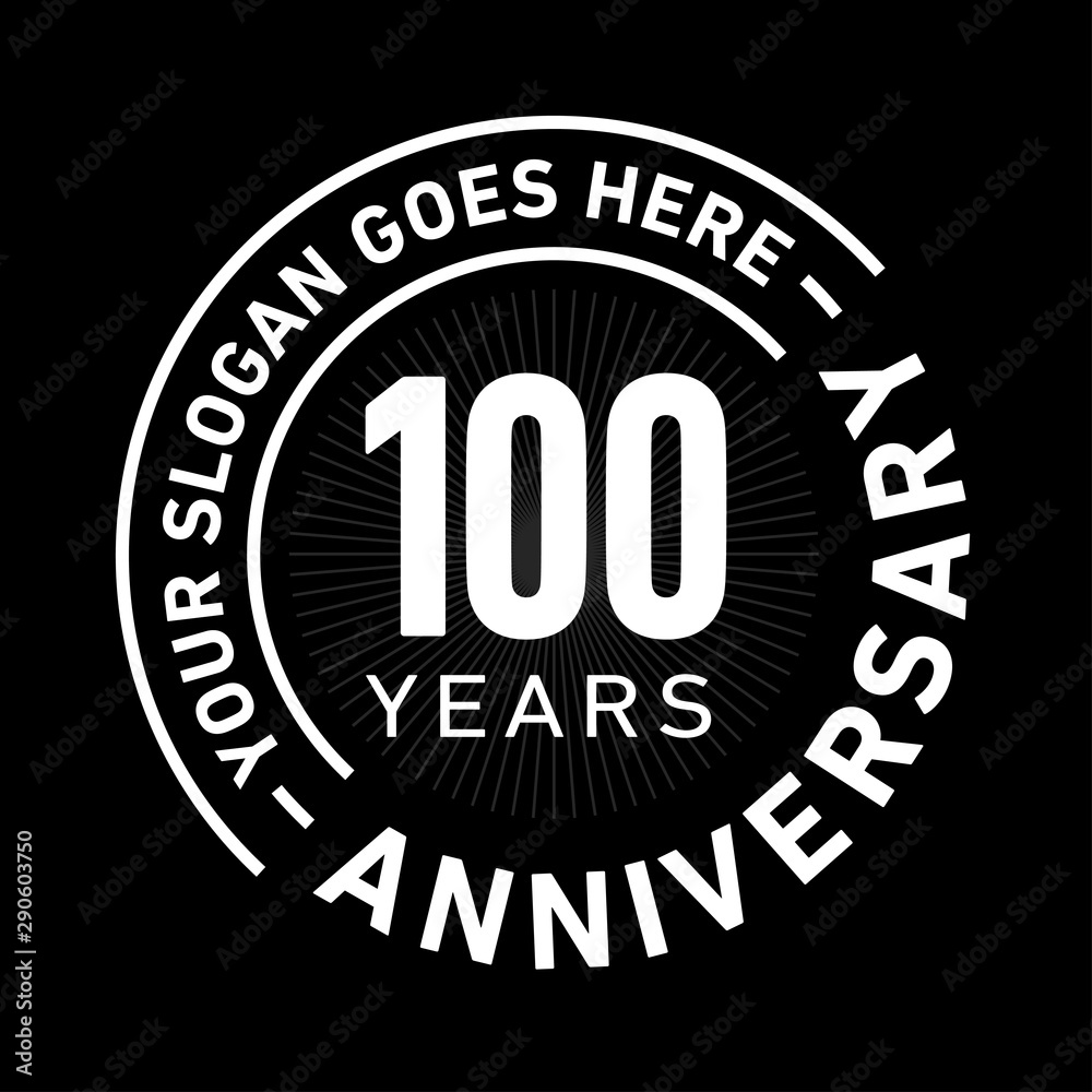 100 years anniversary logo template. One hundred years celebrating logotype. Black and white vector and illustration.