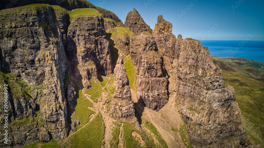 The dramatic rocks of the Quiraing on the Isle of Skye, Scotland