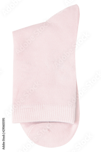 Pink women's folded socks on white background. Isolate