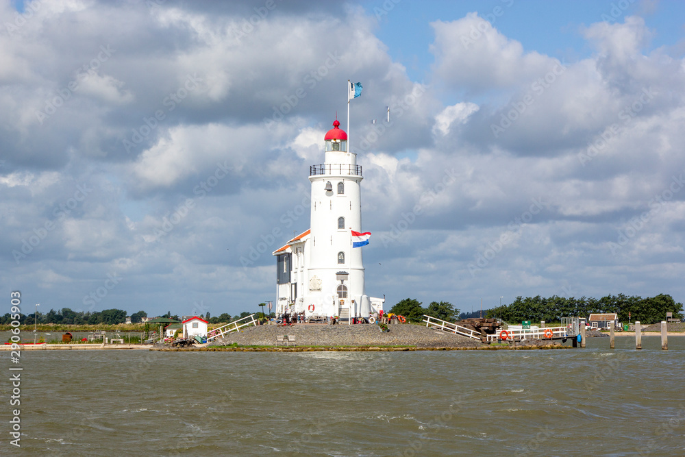 Traditional lighthouse 'Het Paard van Marken' in Marken the Netherlands