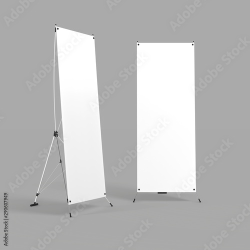 X-stand for your design. Blank white 3d rendering illustration.