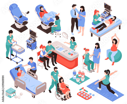 Gynecology And Obstetrics Isometric Set 