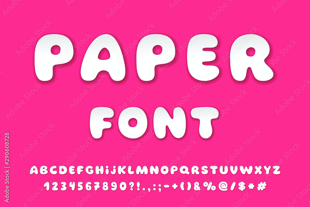 realistic papercut font set