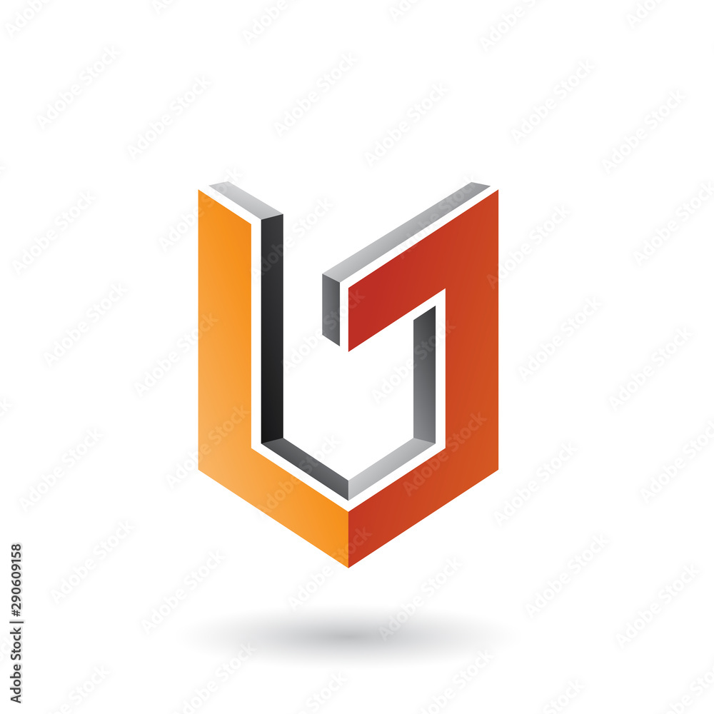 Grey and Orange Shield Like 3d Shape Illustration Grey and Orange Shield Like 3d Shape Illustration