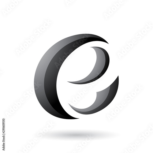 Grey Crescent Shape Letter E Illustration