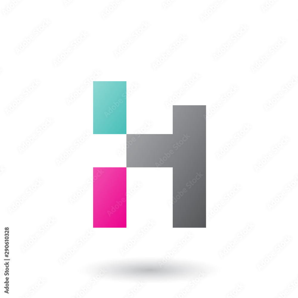 Grey Letter H with Rectangular Shapes Illustration Grey Letter H with Rectangular Shapes Illustration