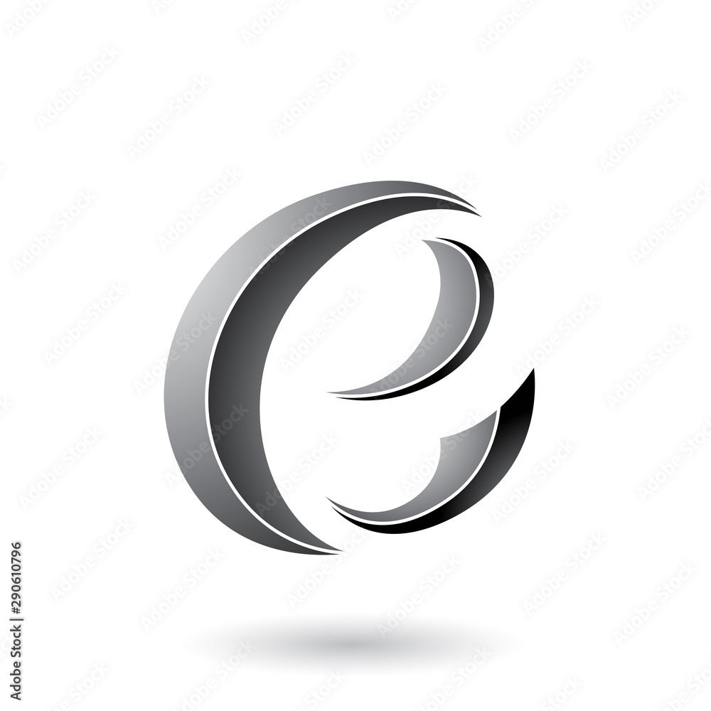 Grey Striped Crescent Shape Letter E Illustration