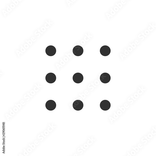 9 dots square Setting or options icon, Help options account concept. Trendy Flat style for graphic design, logo, Web site, social media, UI, mobile app
