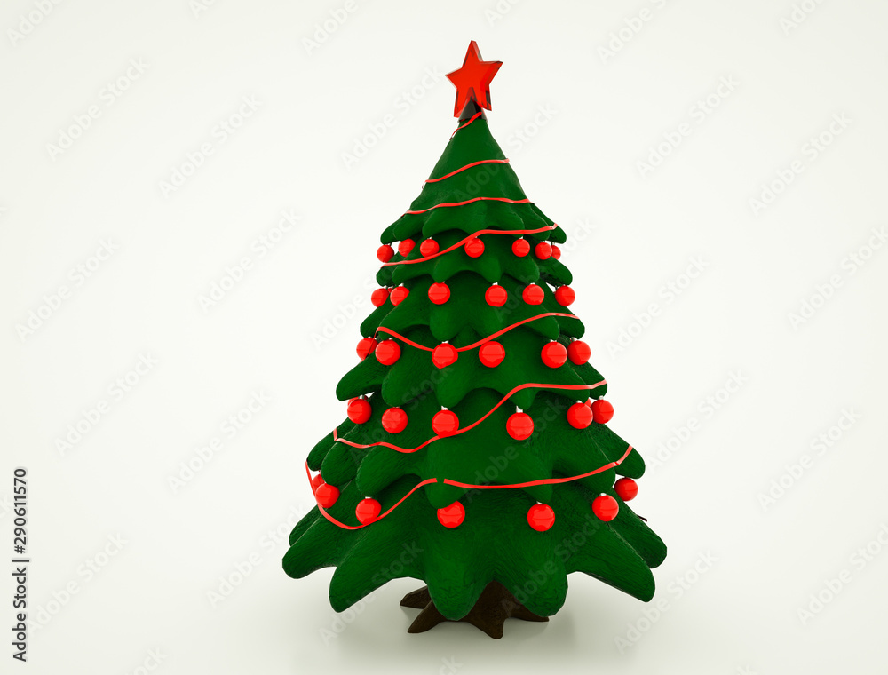 three-dimensional model of a stylized Christmas tree with decorations. 3d rendering. illustration three-dimensional model of a stylized Christmas tree with decorations. 3d rendering. illustration