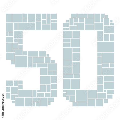 50th Birthday / Anniversary Numbers Vector Mood Board & Branding Presentation. Creative Theme Number Concept Mood Board, Anniversary Celebration, Birthday Celebration. Picture Display & Montage. - Vec