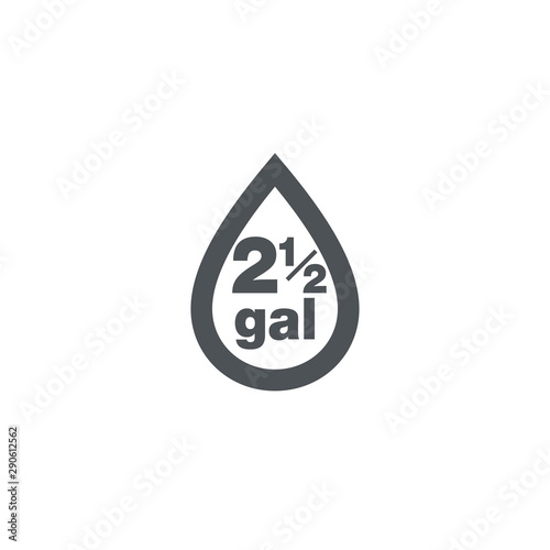 2.5 gal sign (mark) estimated volumes gallons. Vector symbol pac