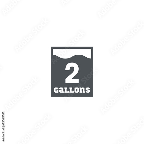 2 gal sign (mark) estimated volumes gallons. Vector symbol packa