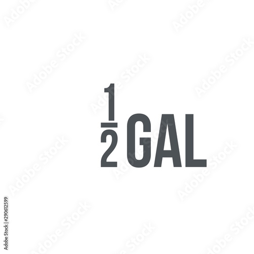 0.5 gal sign (mark) estimated volumes gallons. Vector symbol pac