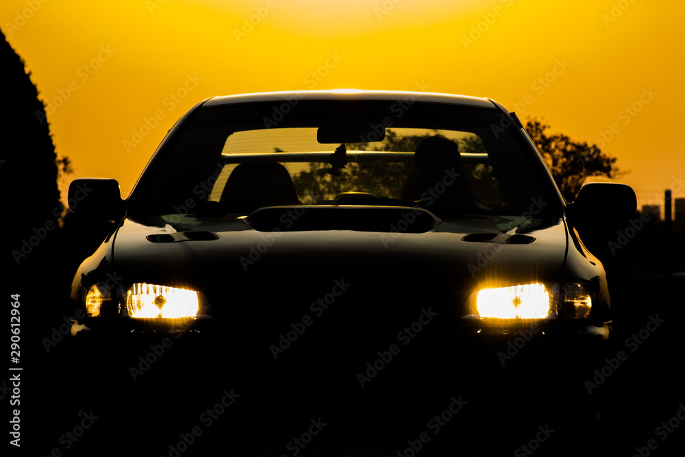Car silhouette Sunset