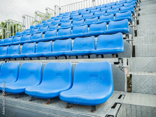 Blue chair on the grandstand