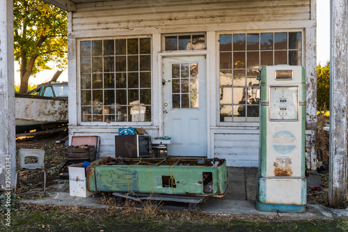 Remains of an abandoned gas station in Maryhill