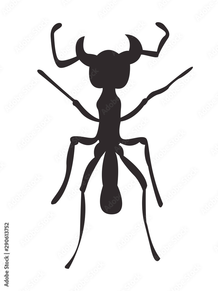 Silhouette ant on white background. Vector icon. Silhouette ant on white background. Vector icon.