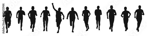 Running silhouettes. Vector illustration. 