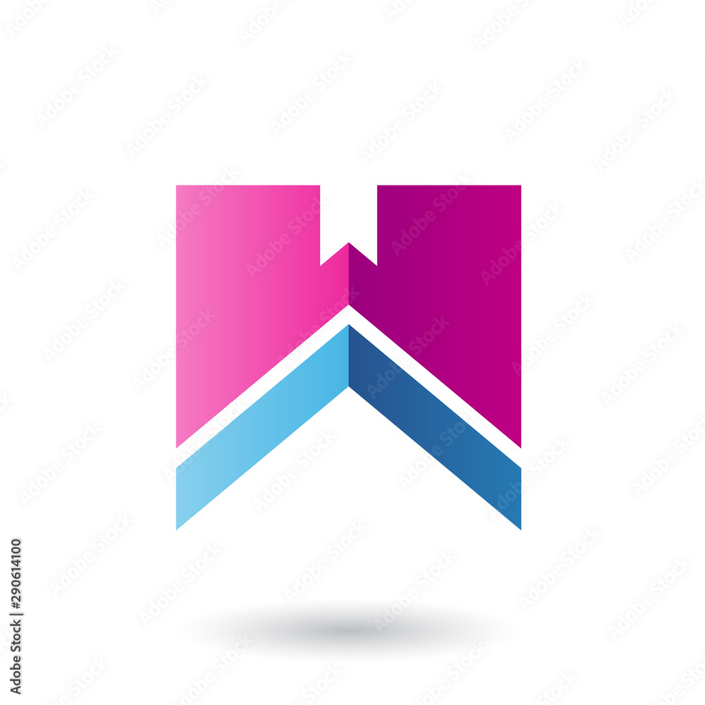 Magenta and Blue Letter W with a Thick Stripe Illustration Magenta and Blue Letter W with a Thick Stripe Illustration