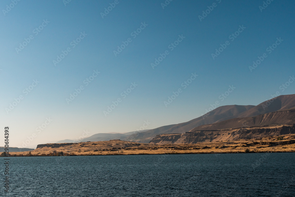 View of the Washington state side of the Columbia River that borders the state of Oregon