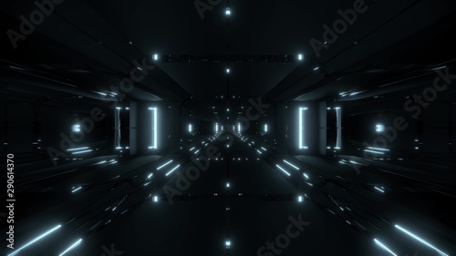 dark futuristic scifi tunnel corridor 3d illustration wallpaper background