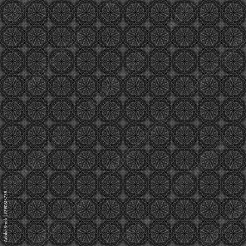 mandala pattern, black and white image, seamless pattern