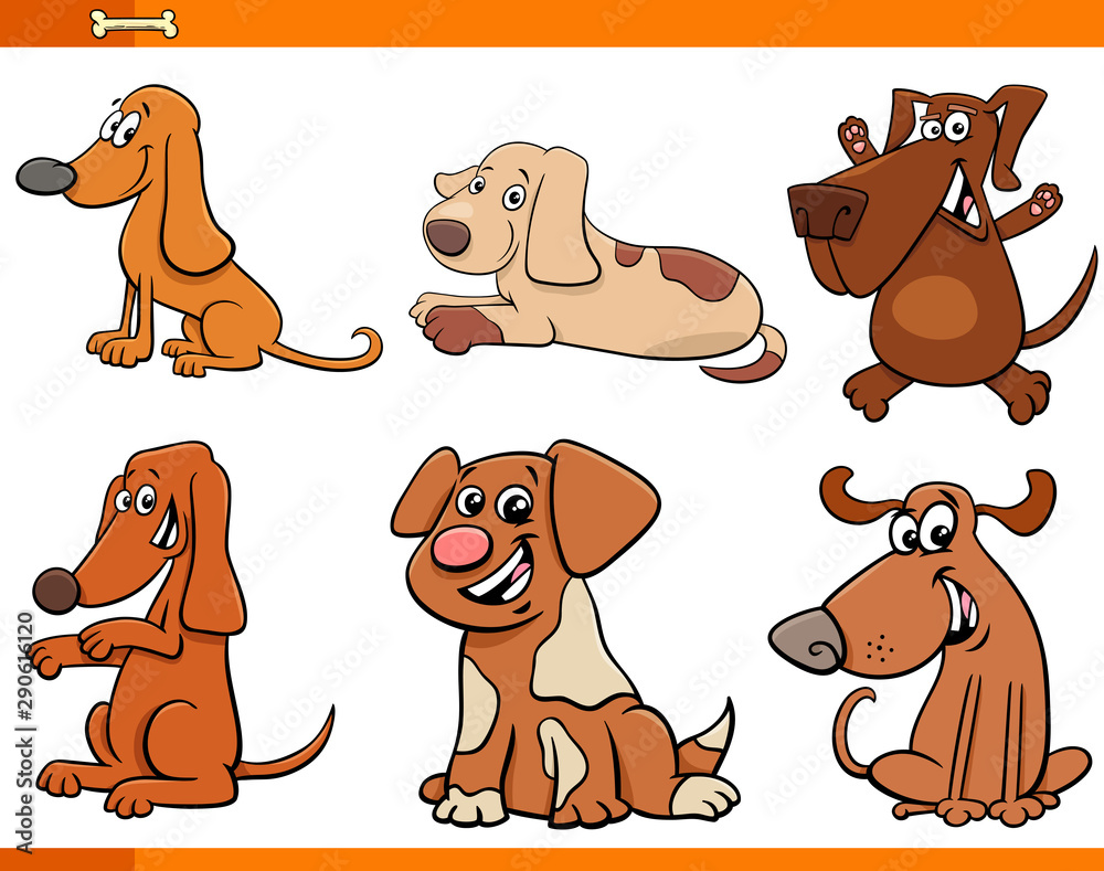 dogs cartoon characters set