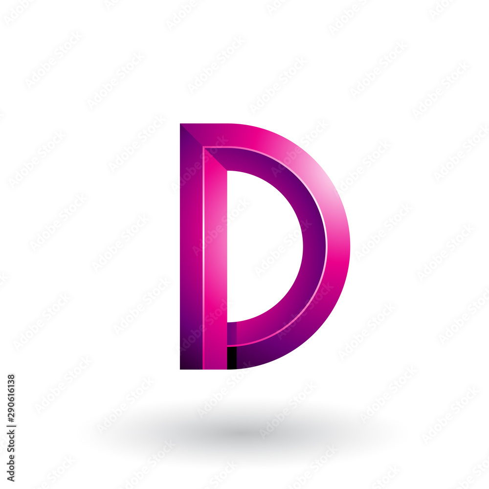 Magenta Glossy and Bold 3d Geometrical Letter D Illustration Magenta Glossy and Bold 3d Geometrical Letter D Illustration