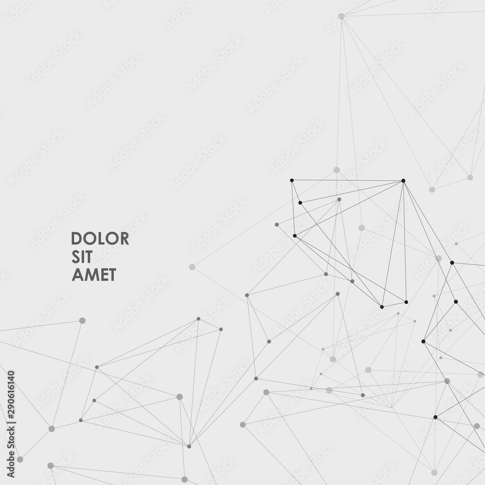 Vector connection structure and polygonal space background with connecting dots and lines